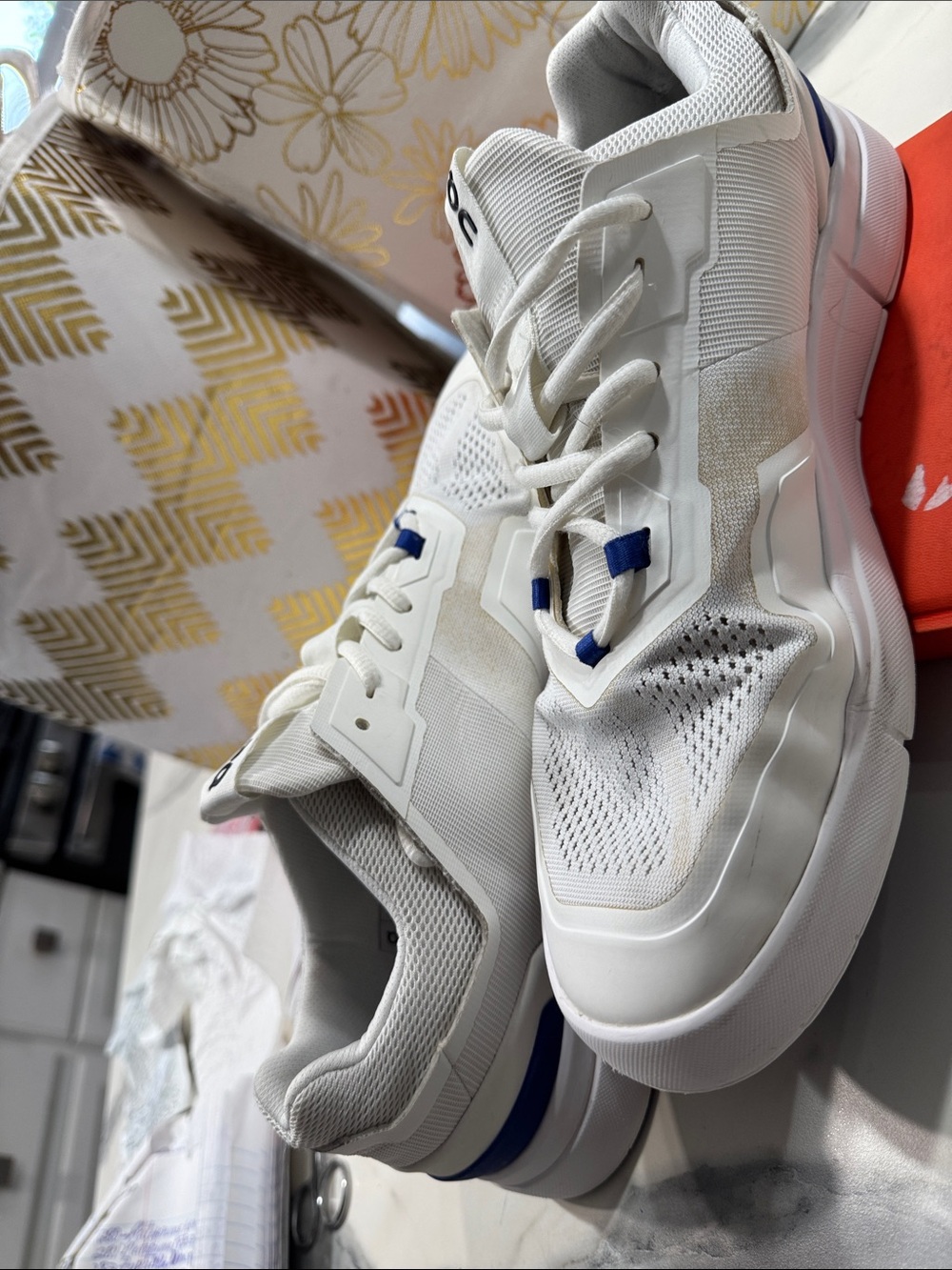On Running The Roger White Sneakers with Blue Lace Details - Picture 5 of 14